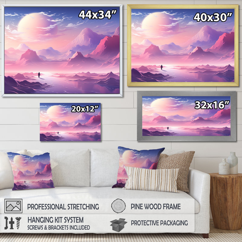 «Space Dreamscape», art mural, Cadre d'angle fermé noir, H 12 po x l 20 po x P 1 po