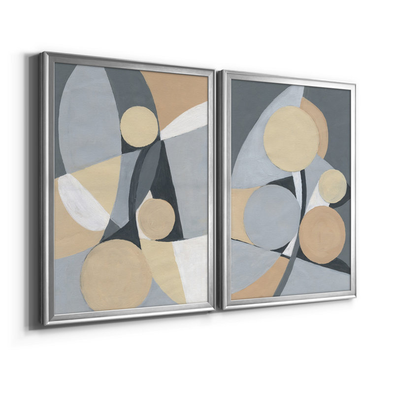 " Millenium I " 2 - Pieces, No Mat, Silver Framed Canvas, 30" H x 22" W x 1" D