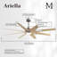 Ariella - Eight Blade Ceiling Fan - Integrated LED - Matte Black Finish - Matte White Blades-238019792-238019802