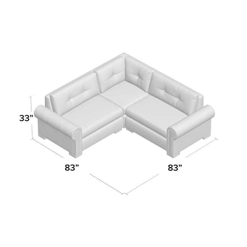 Mosely Upholstered L-Shaped Sectional Symmetrical, Gray