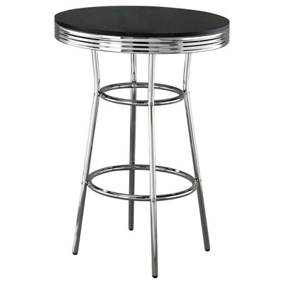 Black And Chrome Round Bar Table
