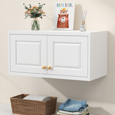 Metal Wall Cabinet, Black Upper Cabinet for Wardrobe, Small Top Storage Cabinet for Bedroom, Living Room, 18" D x 32" W x1 5" H by Inbox Zero