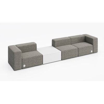 3 Person Sofa With Occassional Table-Fabric, Power Outlet