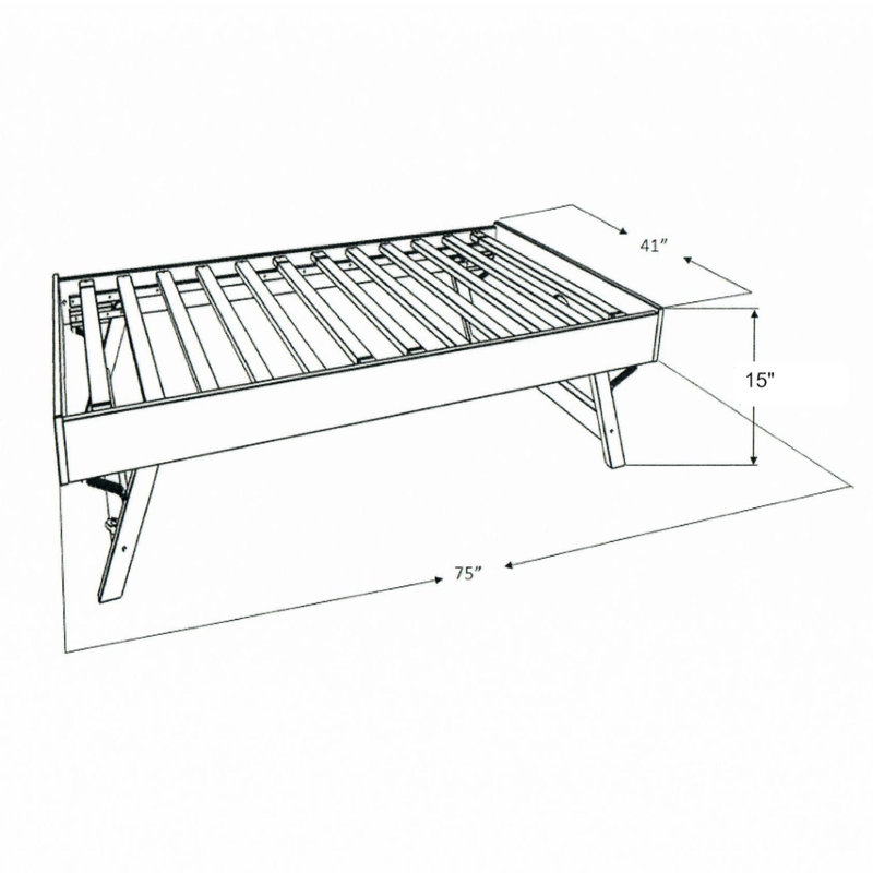 Lit de jour simple en bois avec couchette Braunsté, matelas non inclus, Gris patiné