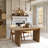 63'' Rectangular Dining Table for 6, Oak Wood MDF Kitchen Table with Fluted Base