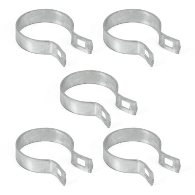 Entretoise galvanisée argentée pour poteau de diamètre extérieur de 2-3 / 8 po avec boulon et écrou, pièces de clôture à mailles de chaîne robustes, quincaillerie pour clôture à mailles de chaîne, barrière, poteau, paquet de 5