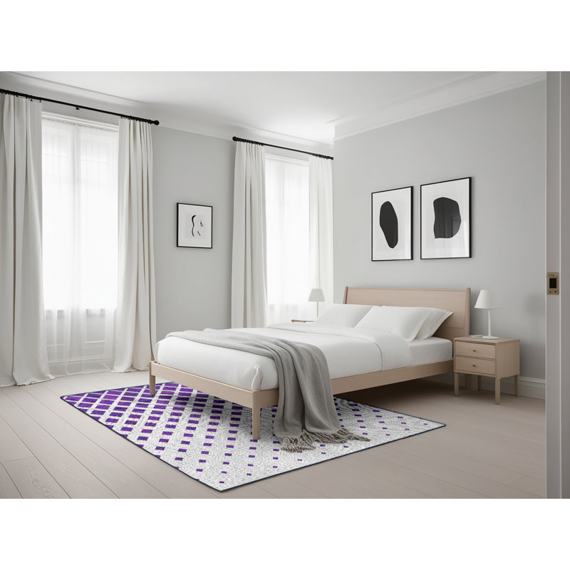 Tapis violet/blanc à motifs Holtzclaw, Rectangle 5 pi x 7 pi