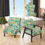 Autumn Is Coming Retro Leaves In Blue And Red - Upholstered Contemporary Side Chair, Yellow Accent Chair