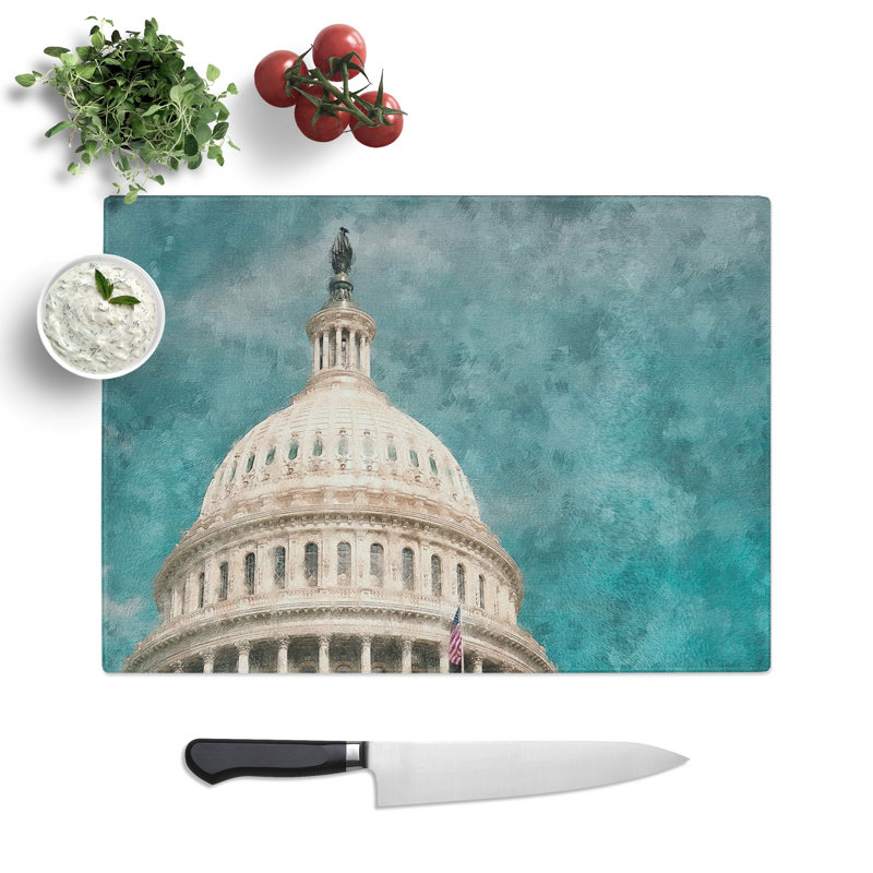 Tempered Glass Capitol Hill White House Chopping Board, 28.5 cm x 39 cm
