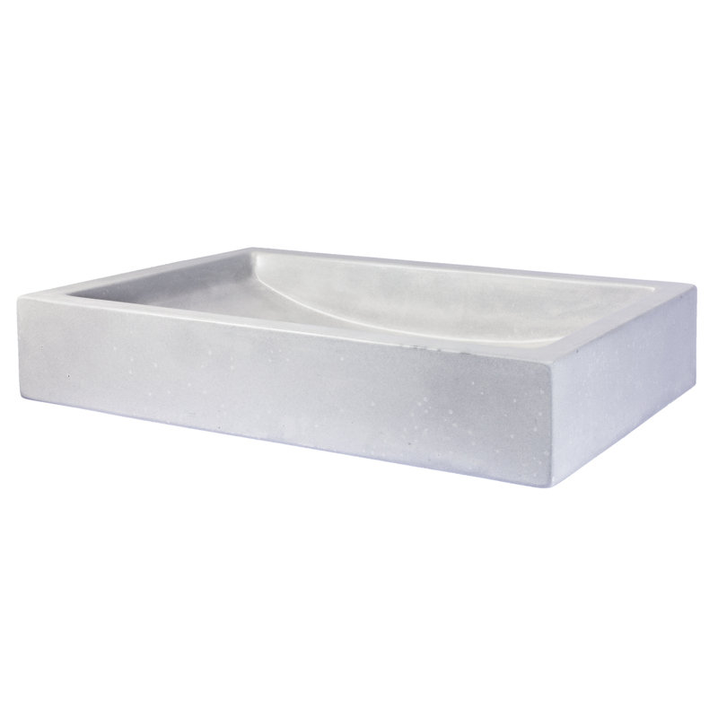 Eden Bath 15'' Concrete Rectangular Bathroom Sink, Light Gray