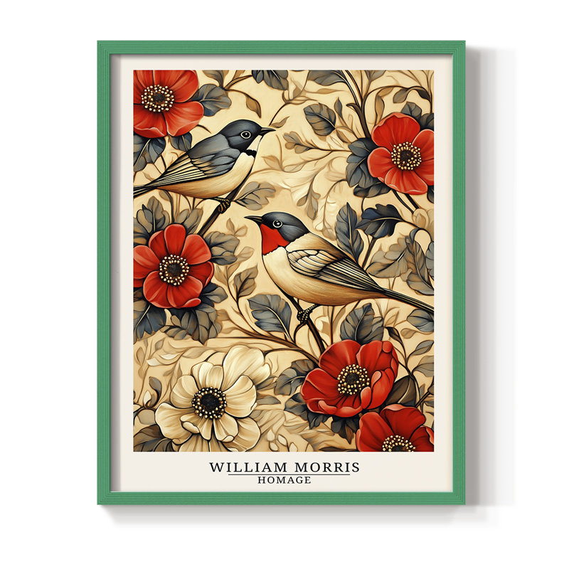 WM MORRIS Series LX Framed Print - Solid Wood, Green, H 11 po x l 9 po