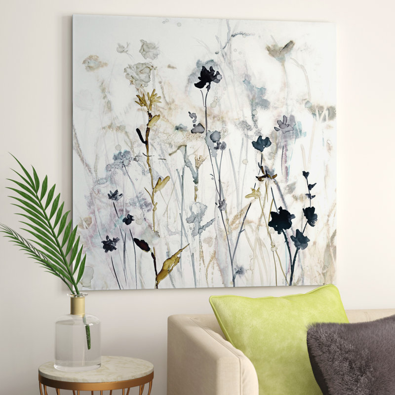 Wildflower Mist I by Carol Robinson - Painting on Canvas, 30.48 cm H x 30.48 cm W, Wrapped Canvas