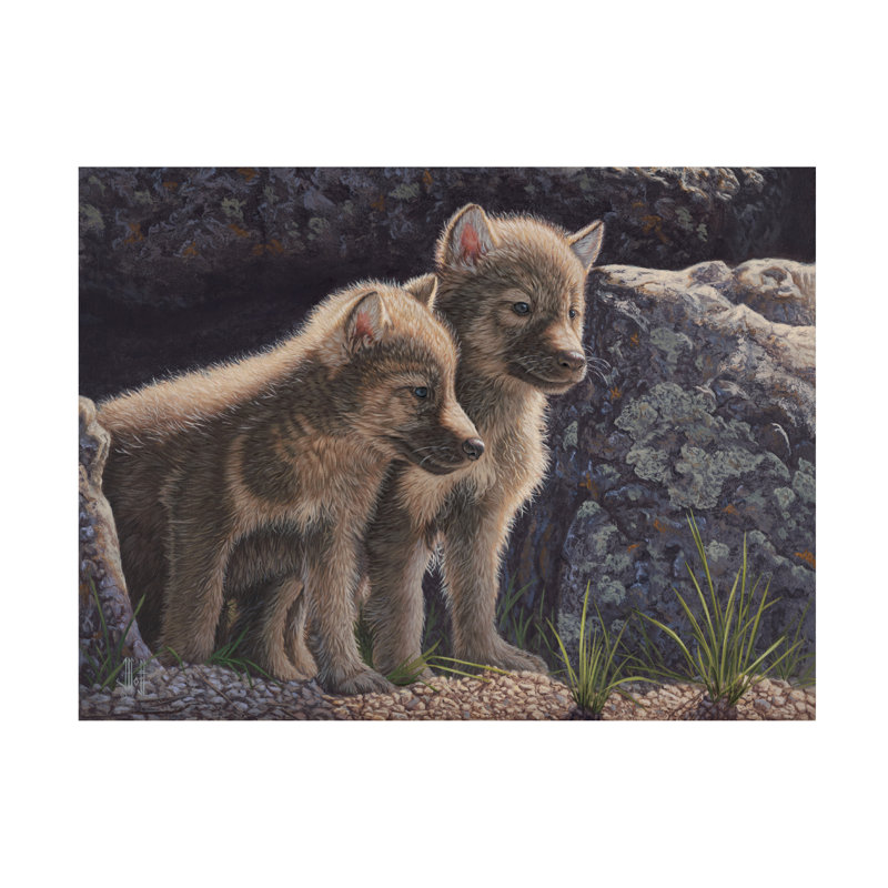 «Jeff Hoff Wolf Pups», art sur toile, H 14 po x l 19 po