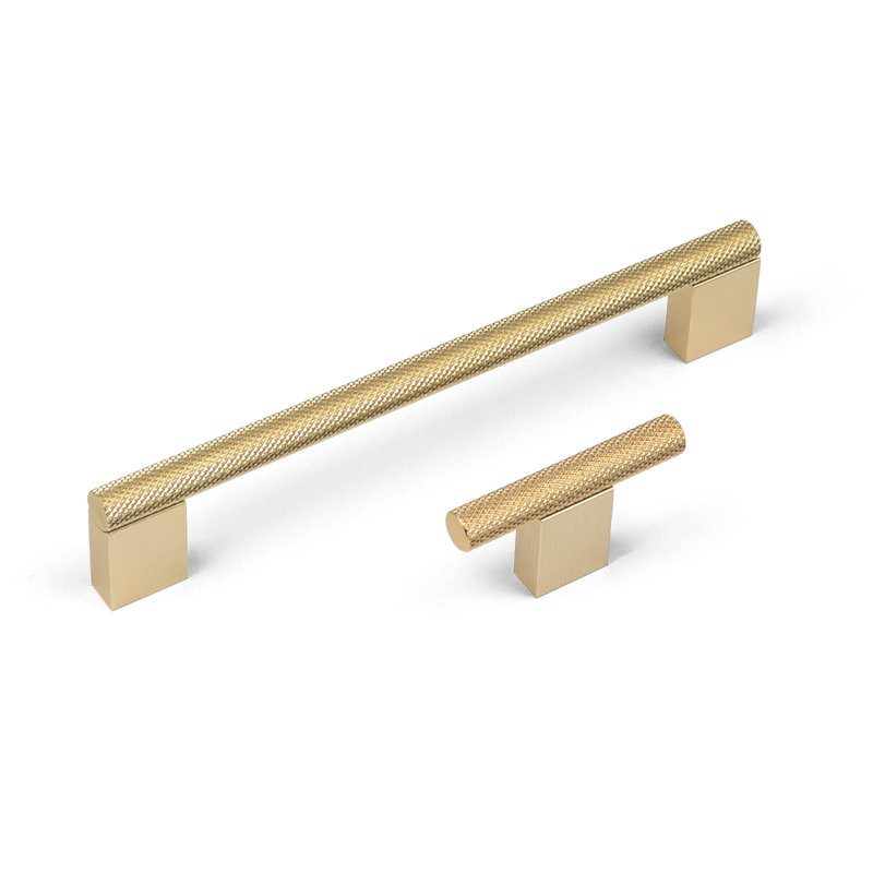 Knurled Boss Bar Handle & T-Bar Pull in Multiple Finish Variations, Brass, 160mm Handle