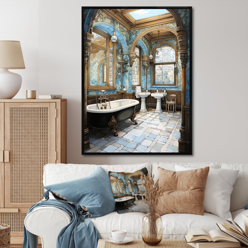 «Bathroom Elegant Mon monochrome», reproduction d'art sur toile encadrée, 32" H x 24" W, Cadre flottant noir