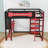 Wood Loft Bed with Desk, Shelves, Power Outlet and RGB Light-1154855162
