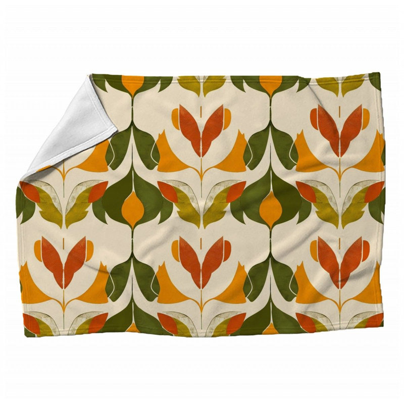 Pasted Leaves Nature Throw Blanket, Queen