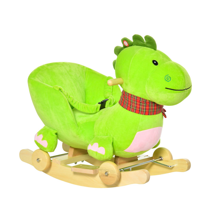 Kids Interactive 2-in-1 Plush Ride-on Dinosaur Rolling Rocker