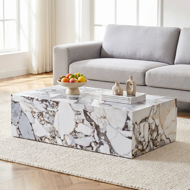 Coffee Table, Black/White, Marble