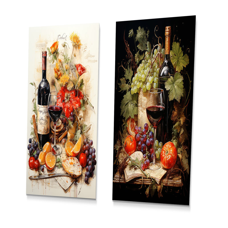 «French Red Wine Tempting Harmony», ensemble d'art mural en métal, H 32 po x l 32 po