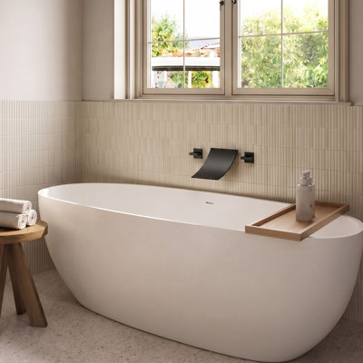 2 Handle Wall Mount Waterfall Bathroom Roman Tub Faucet