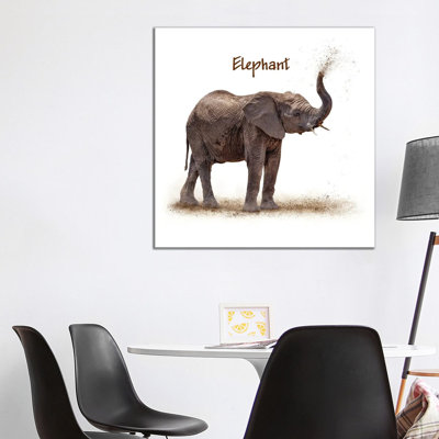Baby Elephant Calf Blowing Dirt by Susan Schmitz - Print on Canvas