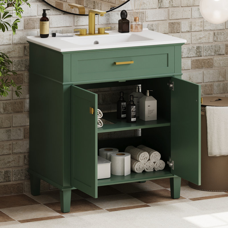 Meuble-lavabo de 30 po avec lavabo en céramique, Green