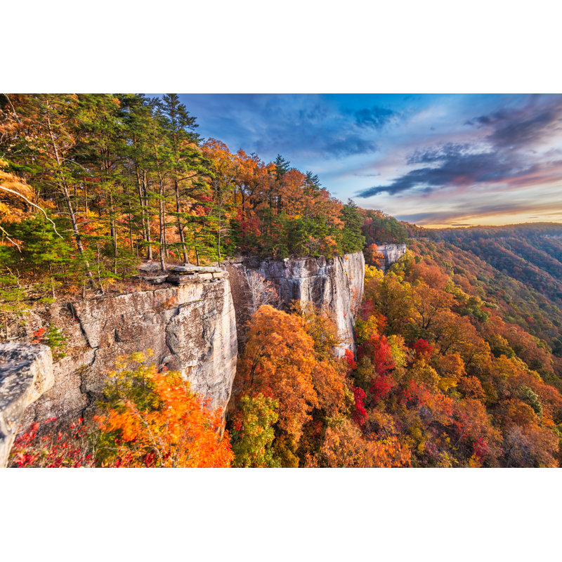 New River Gorge, West Virgnia, USA Autumn Morning by Sean Pavone - Wrapped Canvas Print, 30.48cm x 45.72cm
