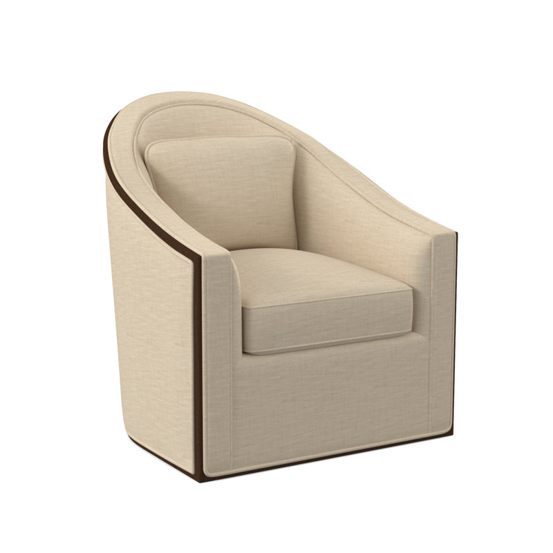 Academy Swivel Barrel Chair, American Walnut, UV-Rollo Linen