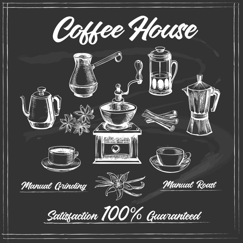Coffee House Poster - Wrapped Canvas Drawing Print, 51cm H x 51cm W x 3.8 cm D