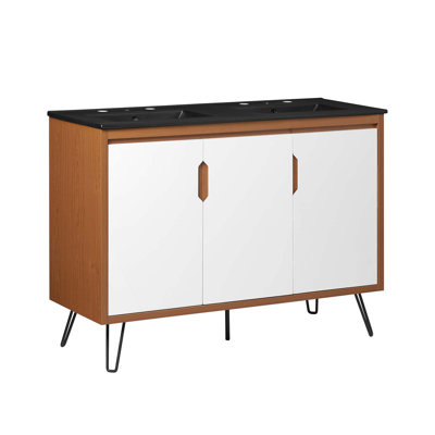 Modway Energize 48"" Double Sink Bathroom Vanity -  ESTETICA FURNITURE, MDWY EEI-5807-CHE-WHI-BLK