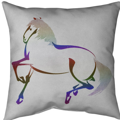Coussin décoratif japonais en aquarelle de cheval