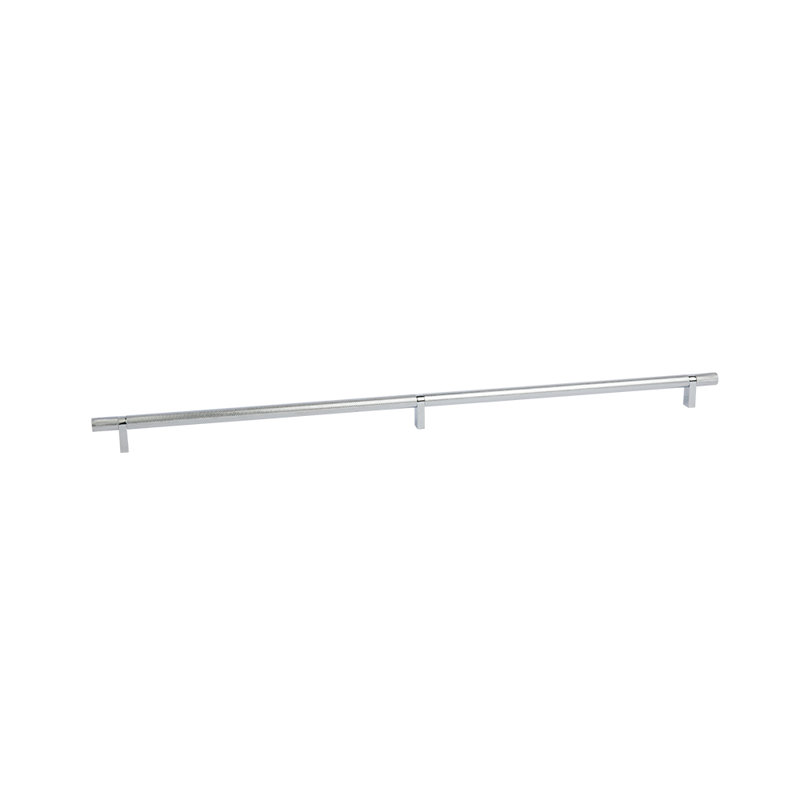 Emtek Select Cabinet Pull 24" Center-to-Center w/ Rectangular Bar Stem & Knurled Bar, Polished Chrome
