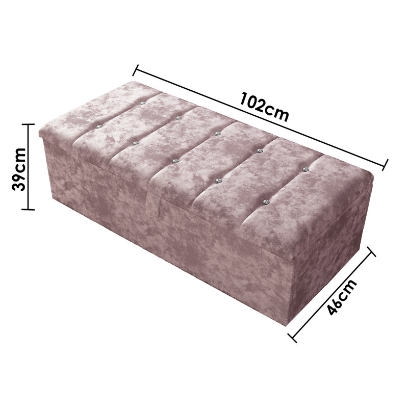 Akyiah 102cm Wide Tufted Rectangle Striped Standard Ottoman with Storage, Pink