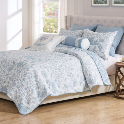 Toile Patch Jacquard Reversible Coverlet Set