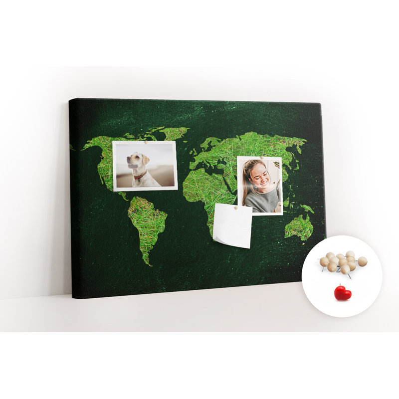 Wall Mounted cork board with print decorative wall pin board for wall for office bulletin board ideas Grassy map