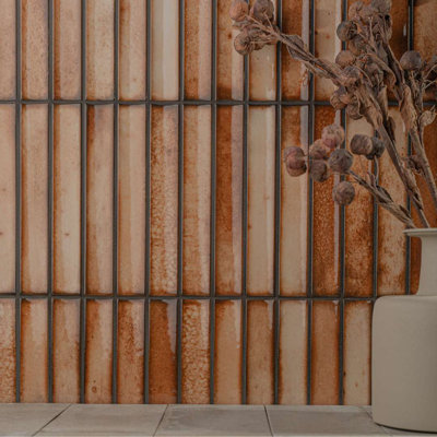 Sakura Fluted 4.5" x 9" Glossy Porcelain Wall Tile