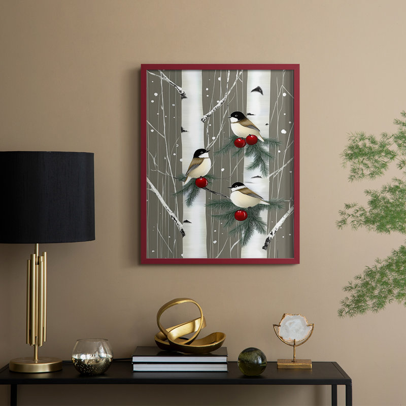 «Christmas Holiday Art», reproduction encadrée en bois massif, H 11 po x l 9 po, Rouge