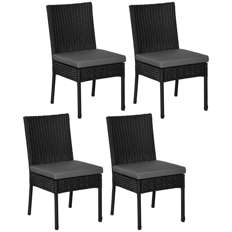 Aiven Patio Dining Side Chair with Cushion, Grey