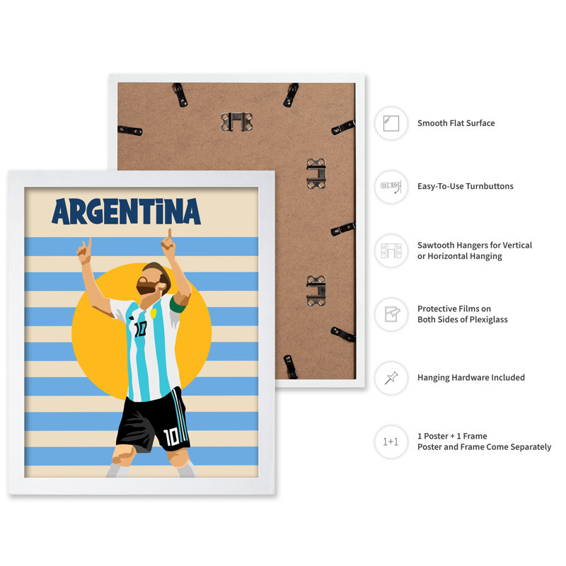 Football argentin, Poster, 12"H x 16"W, White Framed