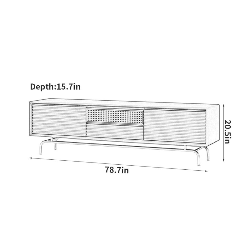 Crédence de rangement simple en bois massif l 78,7 po Simple, Brun orangé