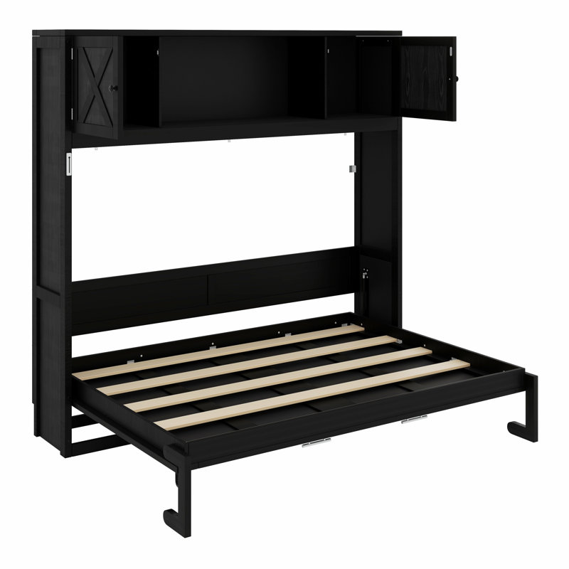 Armoires de rangement pliables avec lit escamotable encastré, Black