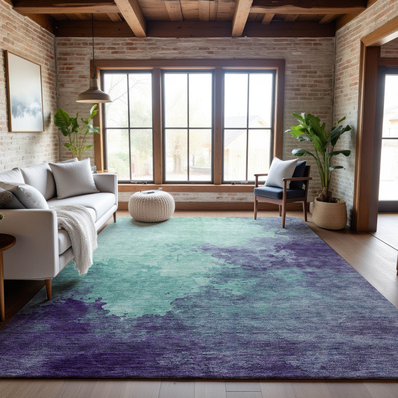 Premium Machine Washable Ducote AMF1138 Watercolors Rug, Rectangle 5 pi x 7 pi 6 po