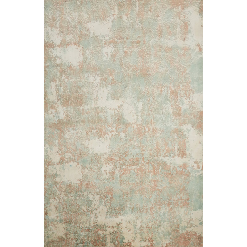 Tapis contemporain abstrait 7 x 9 avec des motifs et des teintes élégantes et douces
