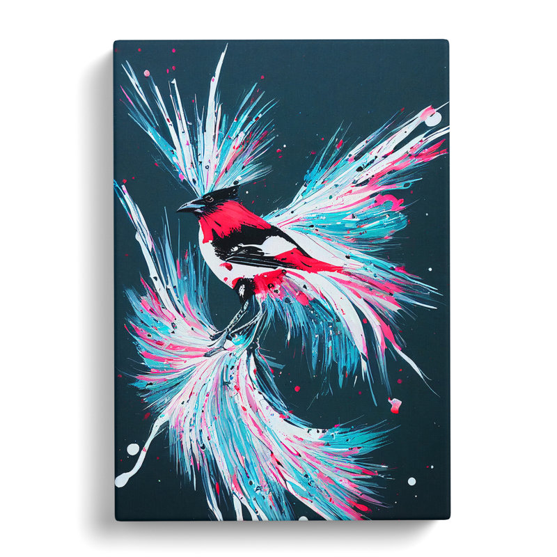 Magpie Bird Splash - Wrapped Canvas, 76cm H x 50cm W x 3cm D