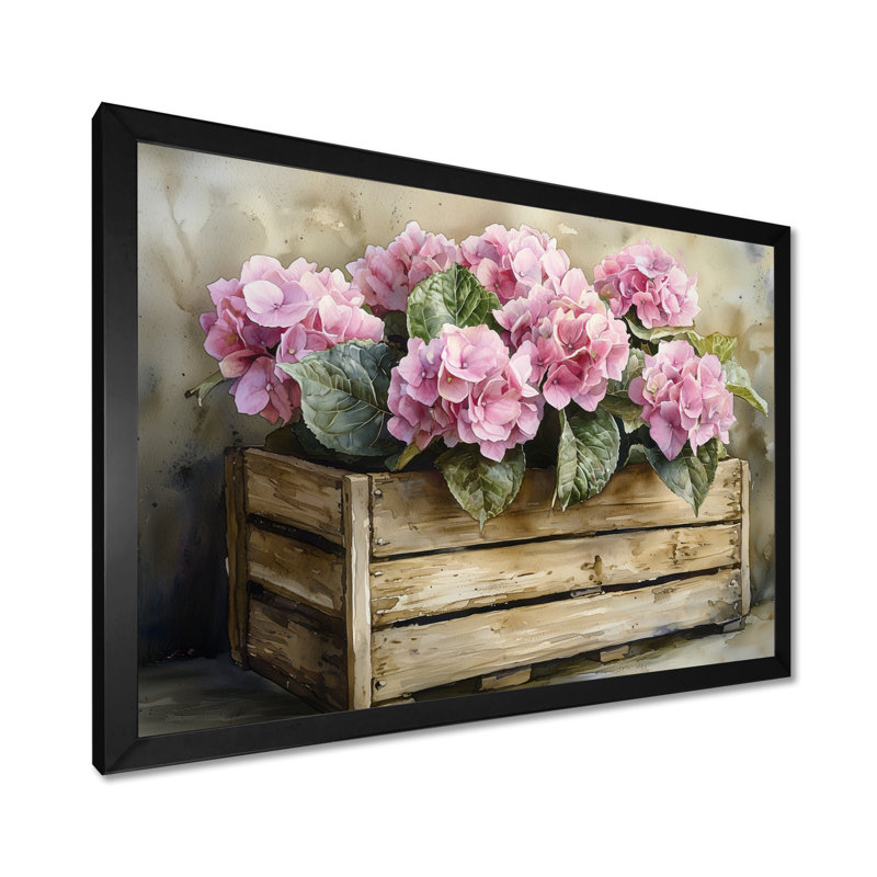 Drishty - Floral Wall Art, Single Picture Framed Print, 30" H x 40" W, Black