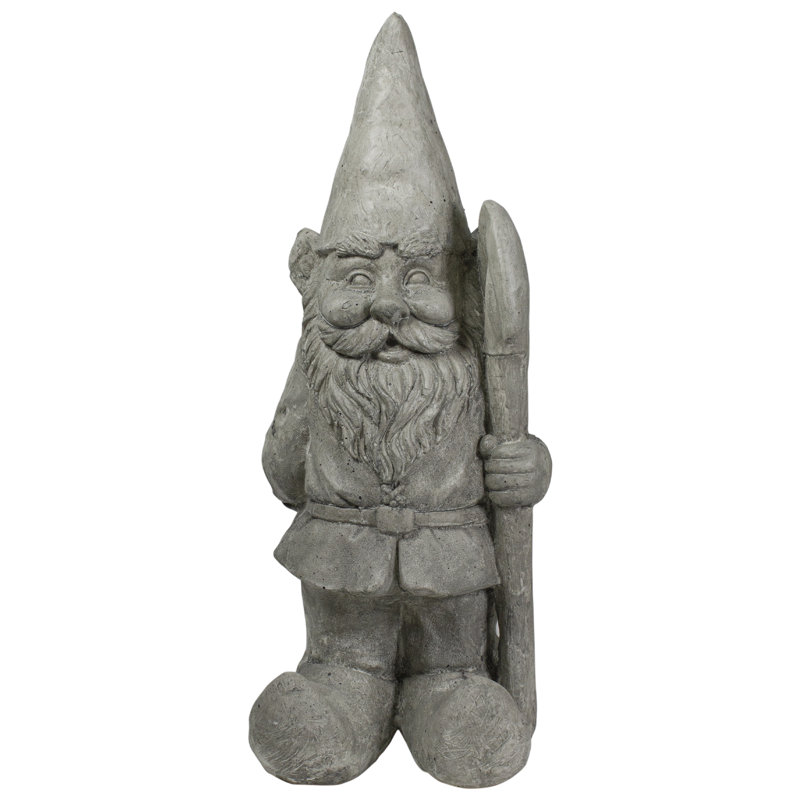 Statue de jardin 18,5 po gnome gris avec pelle