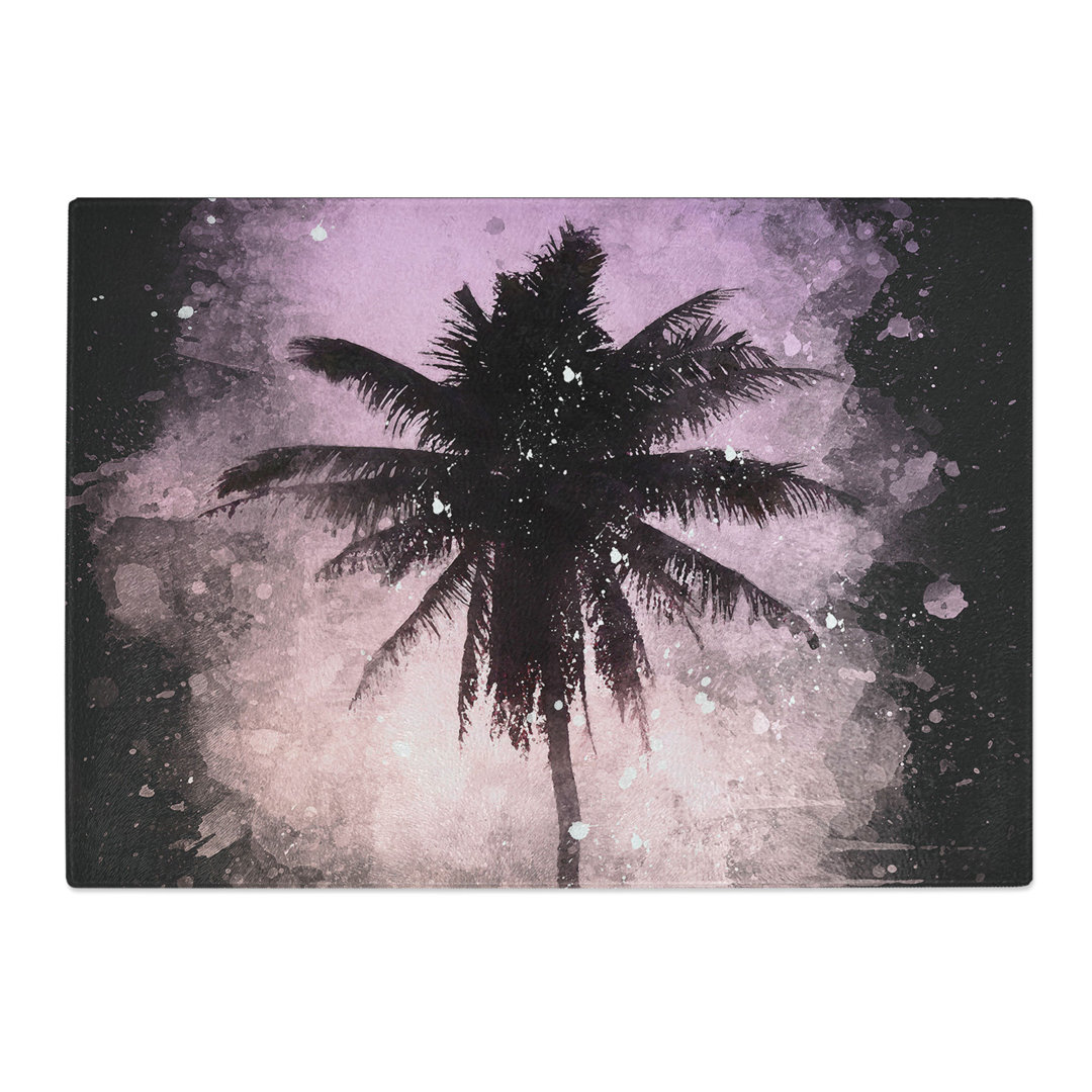 Tempered Glass Summer Palm Tree Chopping Board