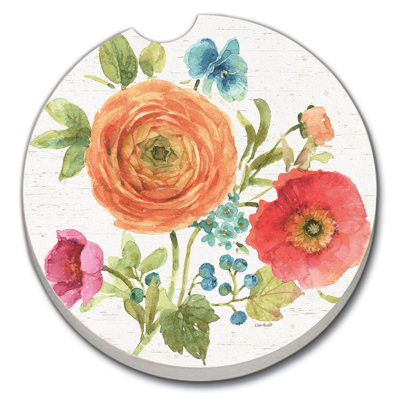 Stoneware Round 2 Piece Car Coaster Set