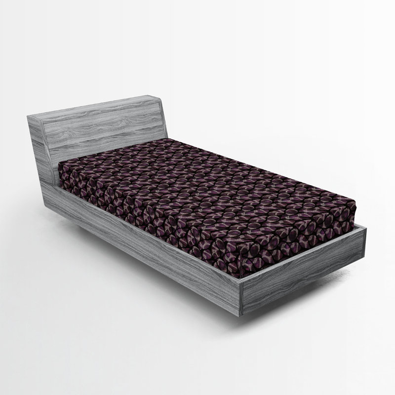 Ambesonne Fitted Sheet, Twin Fitted Sheet, Plum Black Beige Abstract